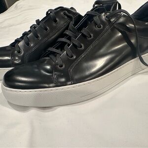 Kenneth Cole Black Leather Sneakers with White Sole